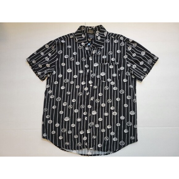 The Witcher Medallion All Over Print Button Down Shirt Black Mens Size S Netflix - Picture 1 of 6